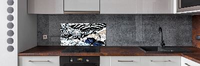 Panel de pared de cocina Mariposas y flores