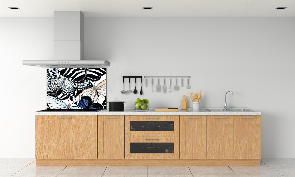 Panel de pared de cocina Mariposas y flores