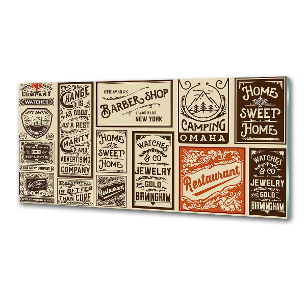 Panel de pared de cocina Anuncios y etiquetas