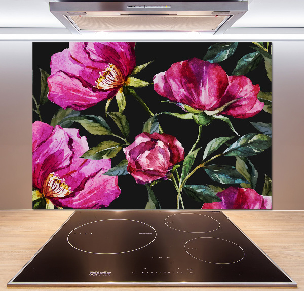 Panel para cocina Peonías rosas