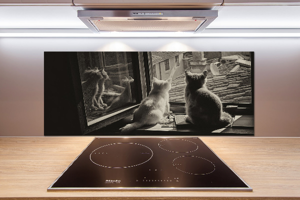 Panel antisalpicaduras Gatos en la ventana