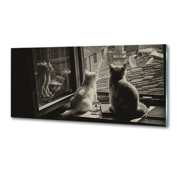 Panel antisalpicaduras Gatos en la ventana