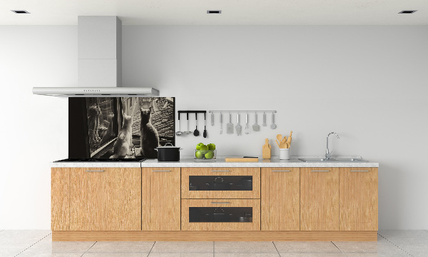 Panel antisalpicaduras Gatos en la ventana