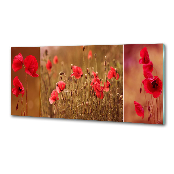 Panel para cocina Tríptico de amapolas