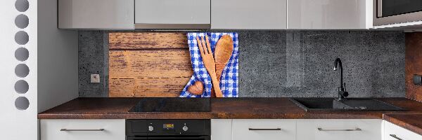 Panel de pared de cocina Cubiertos de madera
