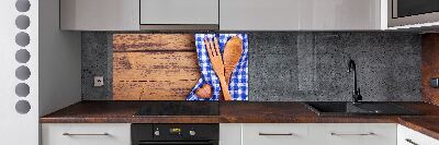 Panel de pared de cocina Cubiertos de madera