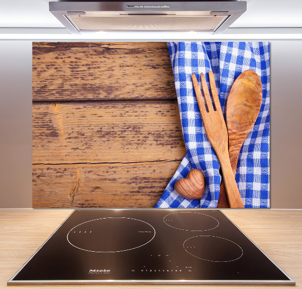 Panel de pared de cocina Cubiertos de madera