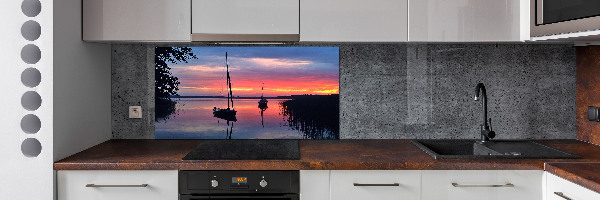 Panel de pared de cocina Veleros al atardecer