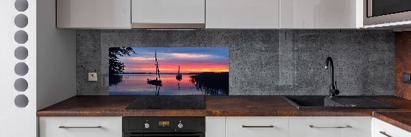 Panel de pared de cocina Veleros al atardecer