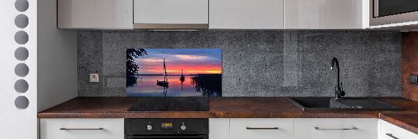 Panel de pared de cocina Veleros al atardecer