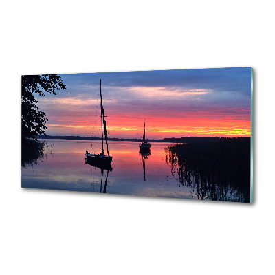 Panel de pared de cocina Veleros al atardecer