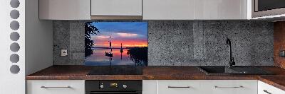 Panel de pared de cocina Veleros al atardecer