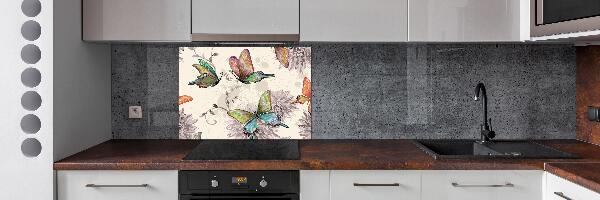 Salpicadero de cocina Mariposas y flores