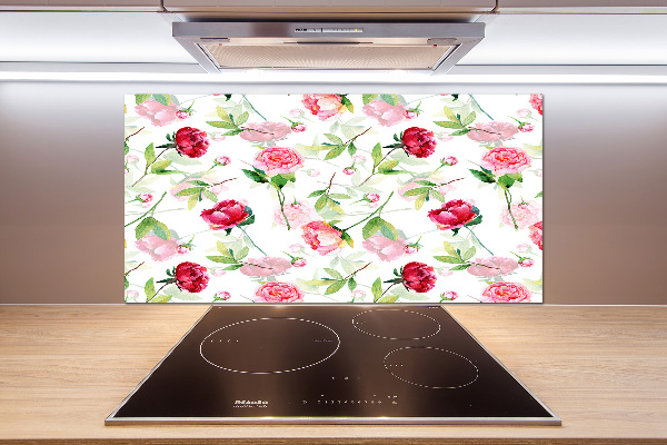 Panel para cocina Peonías rosas