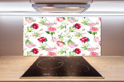 Panel para cocina Peonías rosas