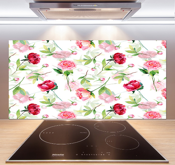 Panel para cocina Peonías rosas