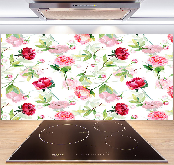 Panel para cocina Peonías rosas