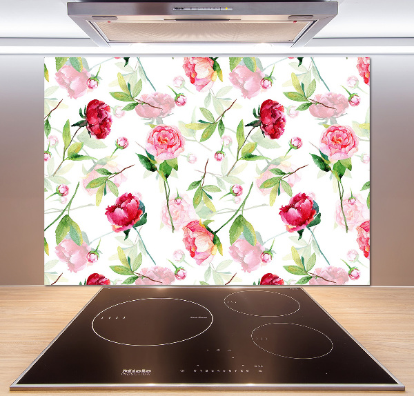 Panel para cocina Peonías rosas