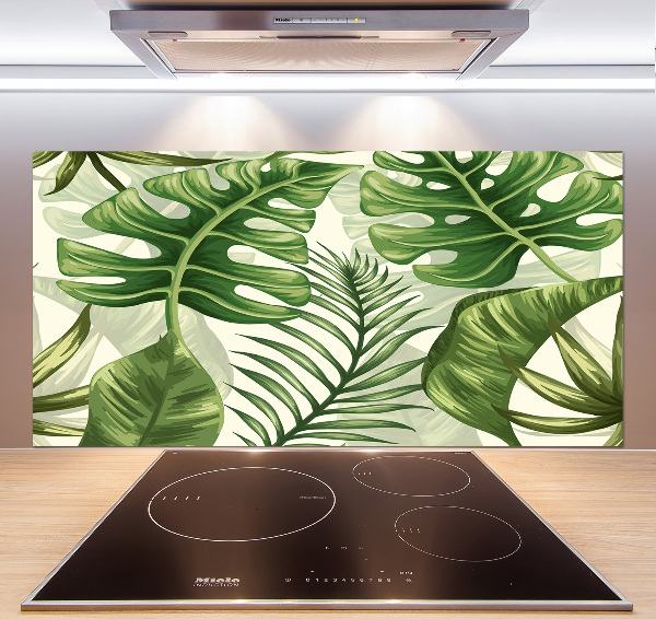 Panel de pared de cocina hojas tropicales