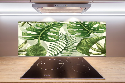 Panel de pared de cocina hojas tropicales