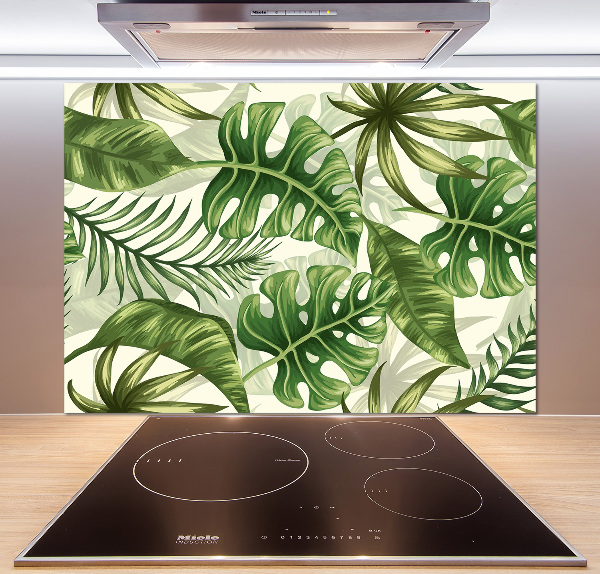 Panel de pared de cocina hojas tropicales