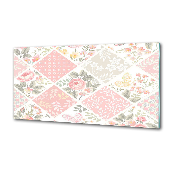 Panel antisalpicaduras Patrón de rosas y mariposas