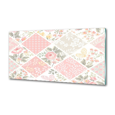 Panel antisalpicaduras Patrón de rosas y mariposas