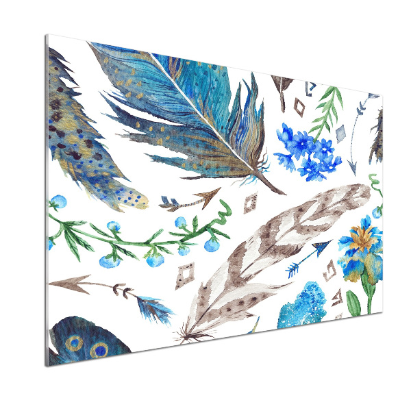 Panel para cocina Plumas y flores