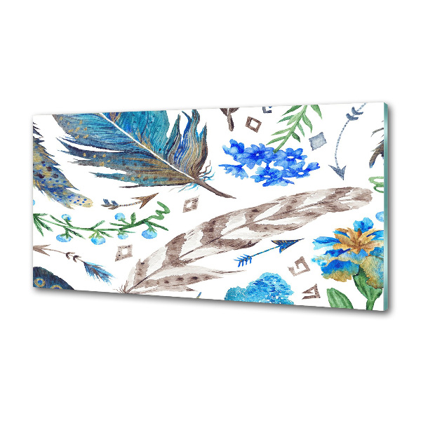 Panel para cocina Plumas y flores