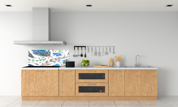 Panel para cocina Plumas y flores