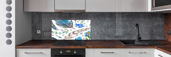 Panel para cocina Plumas y flores