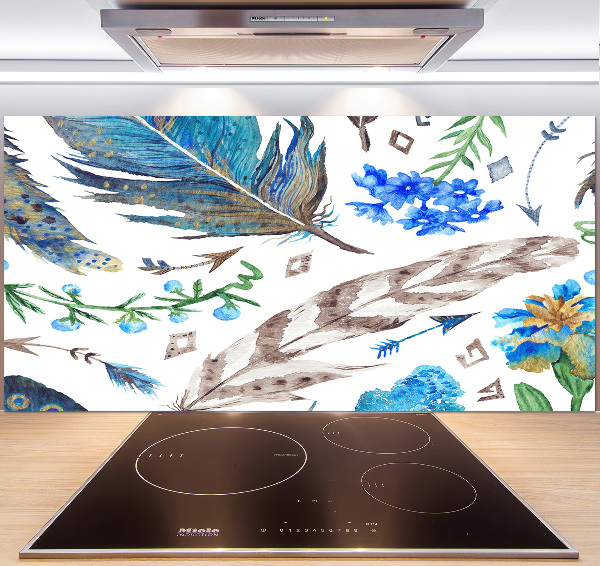 Panel para cocina Plumas y flores