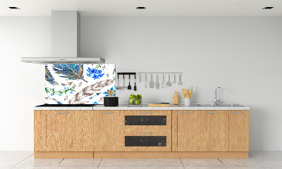 Panel para cocina Plumas y flores