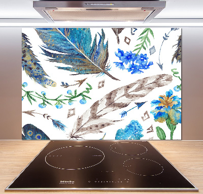 Panel para cocina Plumas y flores