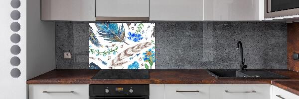 Panel para cocina Plumas y flores
