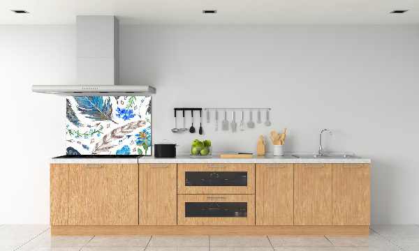 Panel para cocina Plumas y flores