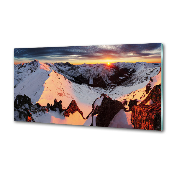 Panel de pared de cocina Montañas en invierno