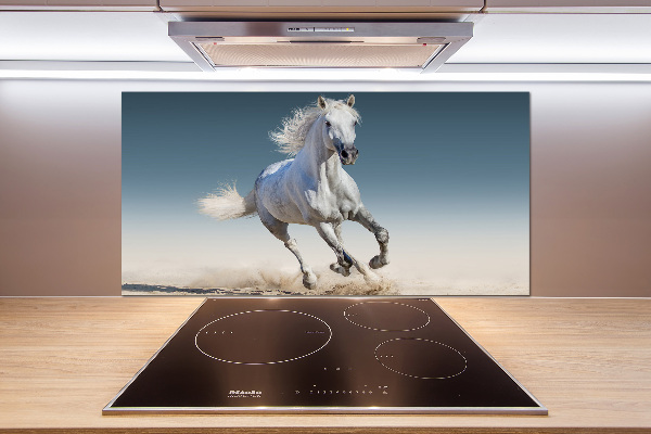 Panel para cocina Un caballo blanco galopando