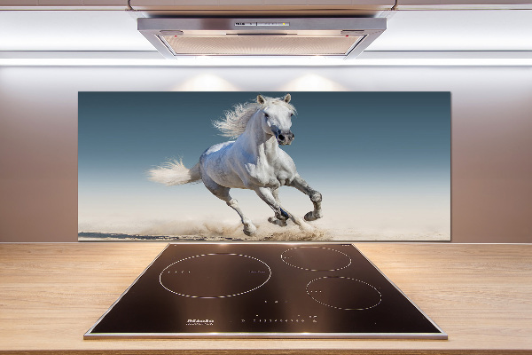 Panel para cocina Un caballo blanco galopando