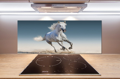 Panel para cocina Un caballo blanco galopando