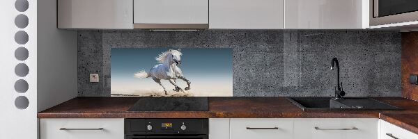 Panel para cocina Un caballo blanco galopando