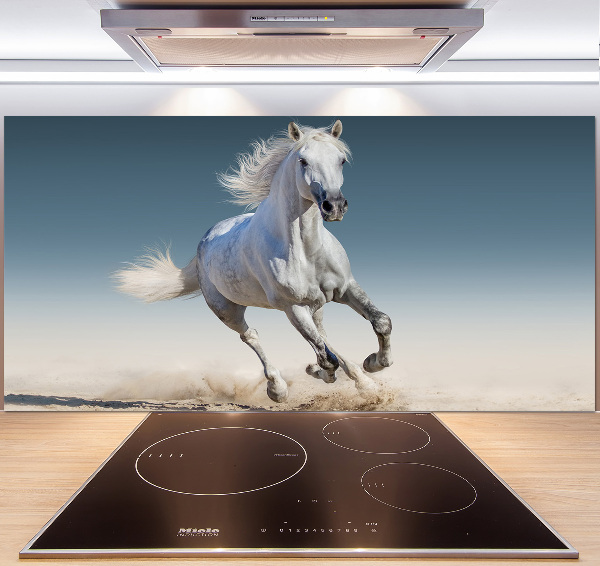 Panel para cocina Un caballo blanco galopando