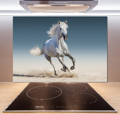 Panel para cocina Un caballo blanco galopando