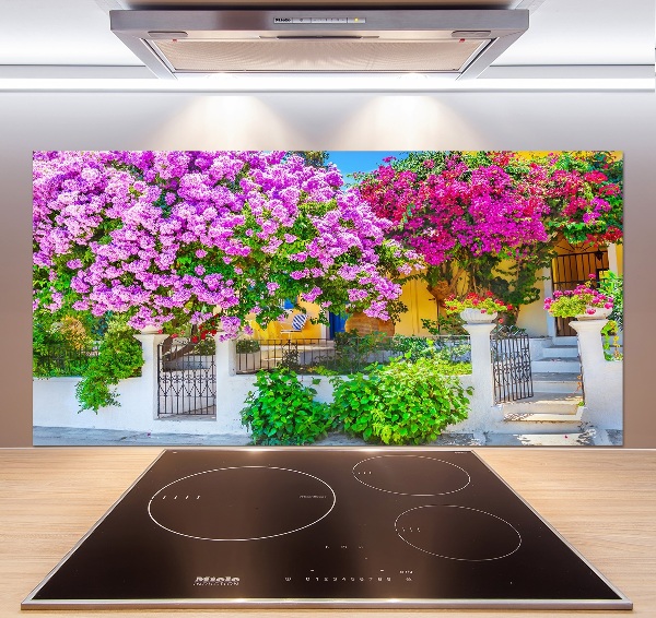 Panel de pared de cocina Casa con buganvillas