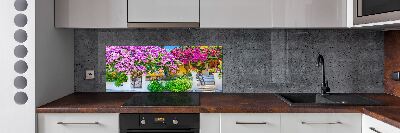 Panel de pared de cocina Casa con buganvillas