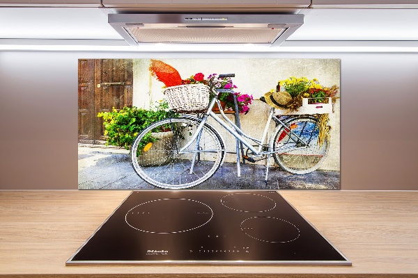 Salpicadero para cocina Bicicleta blanca