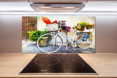 Salpicadero para cocina Bicicleta blanca