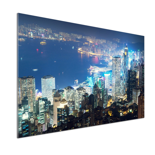 Panel antisalpicaduras Hong Kong de noche