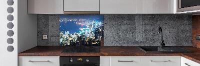 Panel antisalpicaduras Hong Kong de noche