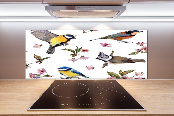 Salpicadero para cocina Pájaros de flor de cerezo